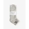 Calvin Klein Mens Grey Melange Monogram Stretch-cotton Quarter Socks Pack Of Two In Gray
