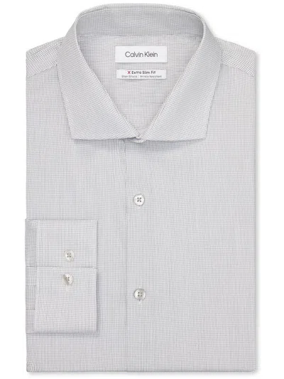 Calvin Klein Mens Collared Extra Slim Button-down Shirt In Gray