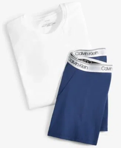 Calvin Klein Mens Cotton Classics 3 Pk. Crewneck T Shirts 3 Pk. Micro Stretch Solid Boxer Briefs In White