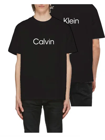 Calvin Klein Mens Cotton Crewneck Graphic T-shirt In Black