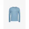 Calvin Klein Mens Deck Gray Crewneck Long-sleeve Jersey Henley Top In Blue