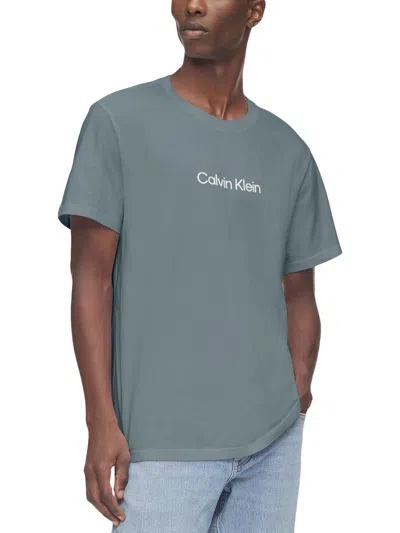 Calvin Klein Mens French Terry Crewneck Logo T-shirt In Green