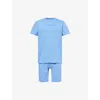 Calvin Klein Mens Glacier Logo-embroidered Cotton Pyjamas In Blue