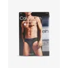 Calvin Klein Mens  Microfiber Stretch Classic-fit Low-rise Pack Of Three Stretch-jersey Briefs In Hem Blu,plein Air,convoy