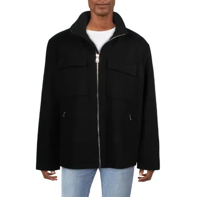 Calvin Klein Mens Hooded Wool Wool Coat In Black