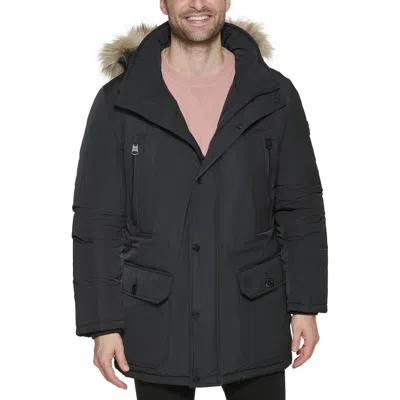 Calvin Klein Mens Insulated Polyester Parka Coat In Black