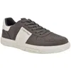 Calvin Klein Mens Logo Faux Suede Casual And Fashion Sneakers In Grey