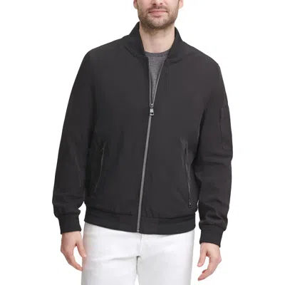 Calvin Klein Mens Logo Polyester Bomber Jacket In Black