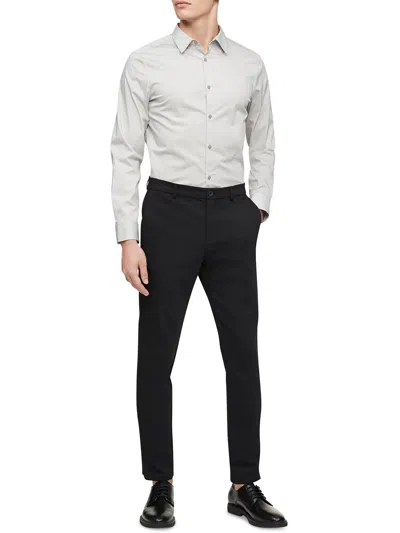 Calvin Klein Mens Long Sleeve Printed Button-down Shirt In White