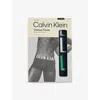 Calvin Klein Mens Misty Wht Blossom Gr Lgs Intense Power Logo-waist Pack Of Three Stretch-jersey Trunks Xxl In Gray