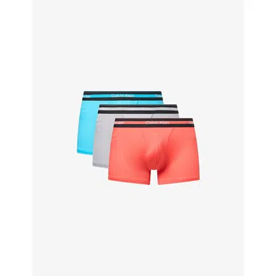 Calvin Klein Mens Multi Icon Active Mesh Pack Of Three Jersey Trunks