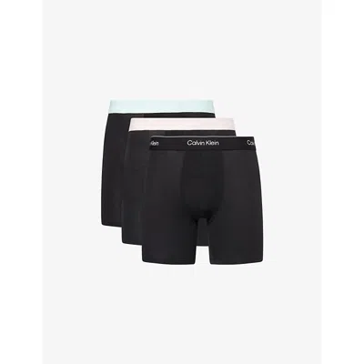 Calvin Klein Mens Multi Icon Pack Of Three Stretch-cotton Boxer Briefs In Black