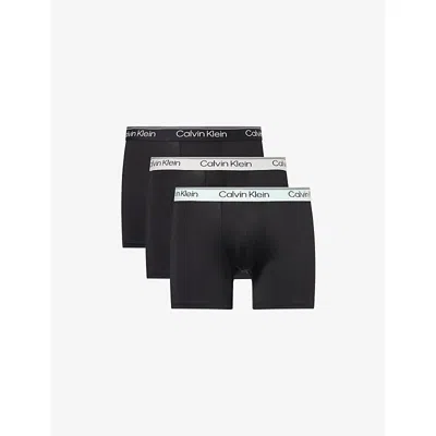 Calvin Klein Mens Multi Micro Stretch Pack Of Three Stretch-woven Boxer Briefs In Black