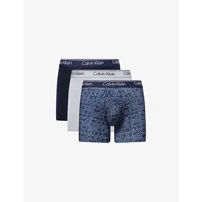 Calvin Klein Mens Multi Microfibre-stretch Pack Of Three Pack Jersey Boxer Briefs