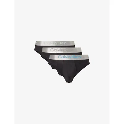 Calvin Klein Mens Multi Micro-stretch Pack Of Three Jersey Briefs In Blue
