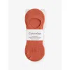 Calvin Klein Mens  Footie High-cut Pack Pack Of Two Stretch-woven Sock Liners In Red/beige