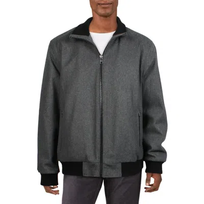 Calvin Klein Mens Ribbed Trim Wool Bomber Jacket