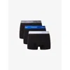 Calvin Klein Mens Royalty Casual Blu Turb Icon Pack Of Three Cotton-jersey Trunks In Black