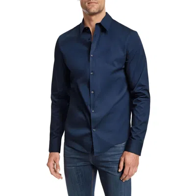 Calvin Klein Mens Slim Fit Collar Button-down Shirt In Blue