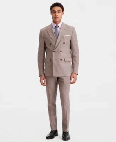 Calvin Klein Mens Slim Fit Double Breasted Linen Blend Suit Separates In Gray