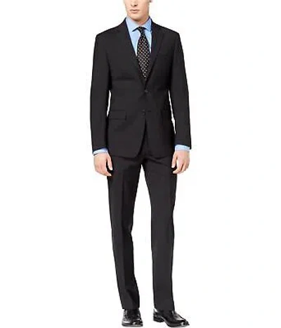 Pre-owned Calvin Klein Mens Slim-fit Two Button Formal Suit Black 38/unfinished