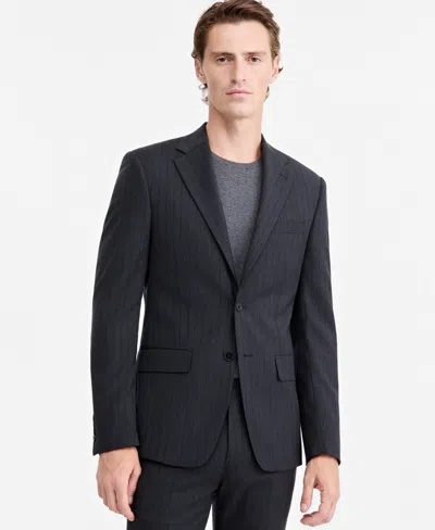 Calvin Klein Mens Slim-fit Wool-blend Pinstripe Suit Jacket In Blue