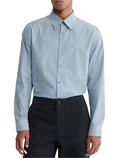 Calvin Klein Mens Solid Cotton Stretch Button-down Shirt In Multi