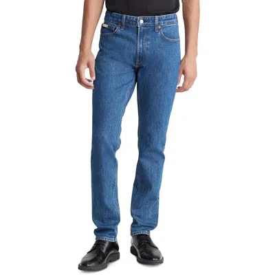 Calvin Klein Mens Stretch Denim Straight Leg Jeans In Blue
