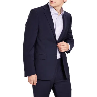 Calvin Klein Mens Stretch Polyester Two-button Blazer In Blue
