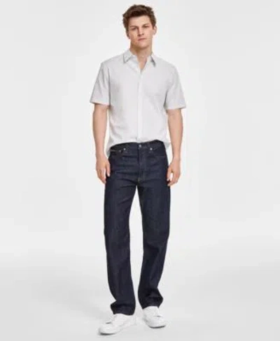 Calvin Klein Mens Stretch Straight Fit Jeans Striped Shirt In Boston Blue
