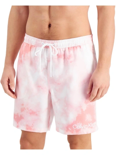 Calvin Klein Mens Volley Shorts Tie-dye Swim Trunks In Pink