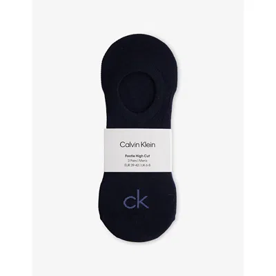 CALVIN KLEIN MENS WHITE HIGH-CUT STRETCH-COTTON NO-SHOW SOCKS