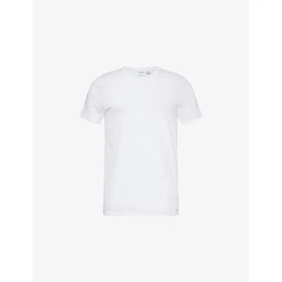 Calvin Klein Mens White White White Crewneck Logo-embroidered Pack Of Three Cotton-jersey T-shirts
