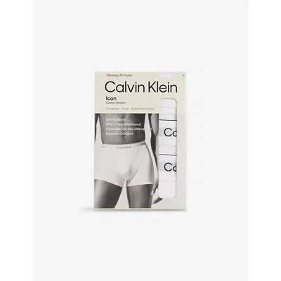 Calvin Klein Mens White White White Icon Relaxed-fit Stretch-cotton Trunks Xl