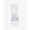 Calvin Klein Mens  Footie High-cut Pack Of Two Stretch Cotton-blend Liner Socks In White/blue