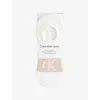 Calvin Klein Mens  Footie High-cut Pack Of Two Stretch Cotton-blend Liner Socks In White/khaki