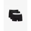 Calvin Klein Mens Wht Blue Leafy Fun Lgs Icon Branded Pack Of Three Stretch-cotton Trunks In Black