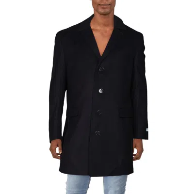 Calvin Klein Mens Wool Blend Slim Fit Coat In Blue