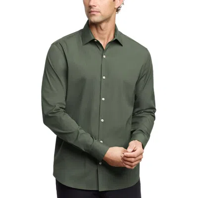 Calvin Klein Mens Wrinkle Resistant Cotton Button-down Shirt In Hunter