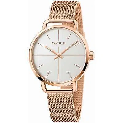 Pre-owned Calvin Klein Mens Wristwatch Ck  Minimal K7b21626 Steel Mesh Gold Rose Swiss Made