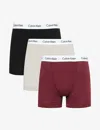 Calvin Klein Mens Multi Branded-waistband Mid-rise Pack Of Three Stretch-cotton Trunks In Multi-coloured