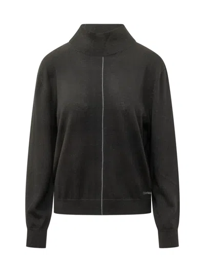 Calvin Klein Merino Blend Turtleneck Sweater In Black