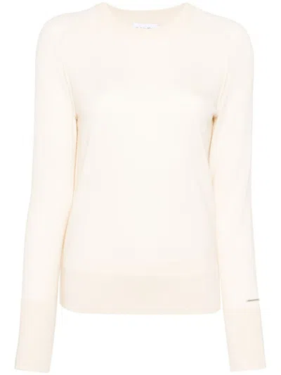 Calvin Klein Merino Wool Crew Neck Sweater Clothing In Beige