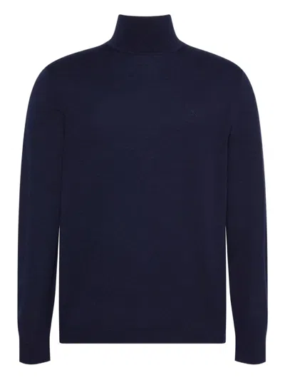 Calvin Klein Merino Wool Jumper In Blue