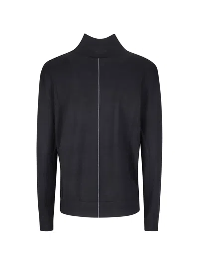 Calvin Klein Merino Wool Roll-neck Sweater In Black