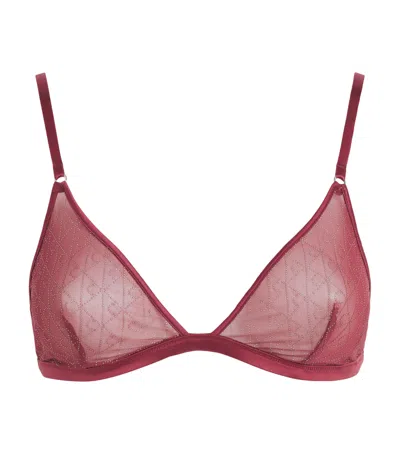 Calvin Klein Mesh Emblem Triangle Bra In Burgundy