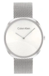 Calvin Klein Mesh Strap Watch, 36.6mm In Silver