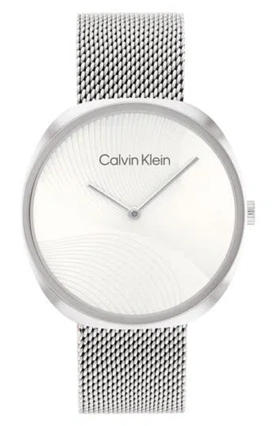 Calvin Klein Mesh Strap Watch, 36.6mm In Silver