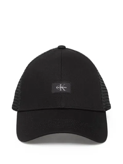 Calvin Klein Mesh-panel Logo-patch Cap In Black