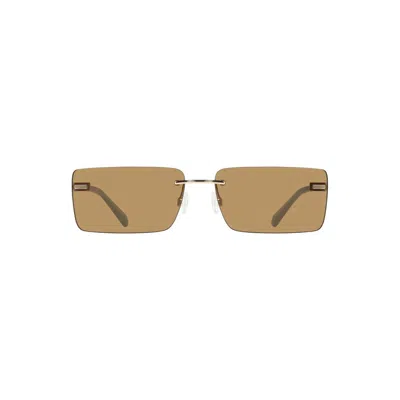 Calvin Klein Beige Metal Women Sunglass In Brown